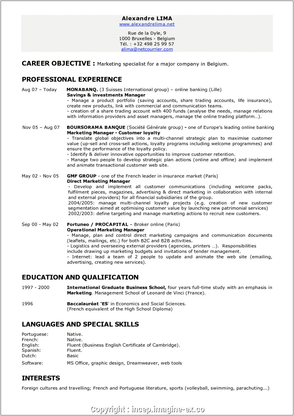 Resume Objective For Marketing Director