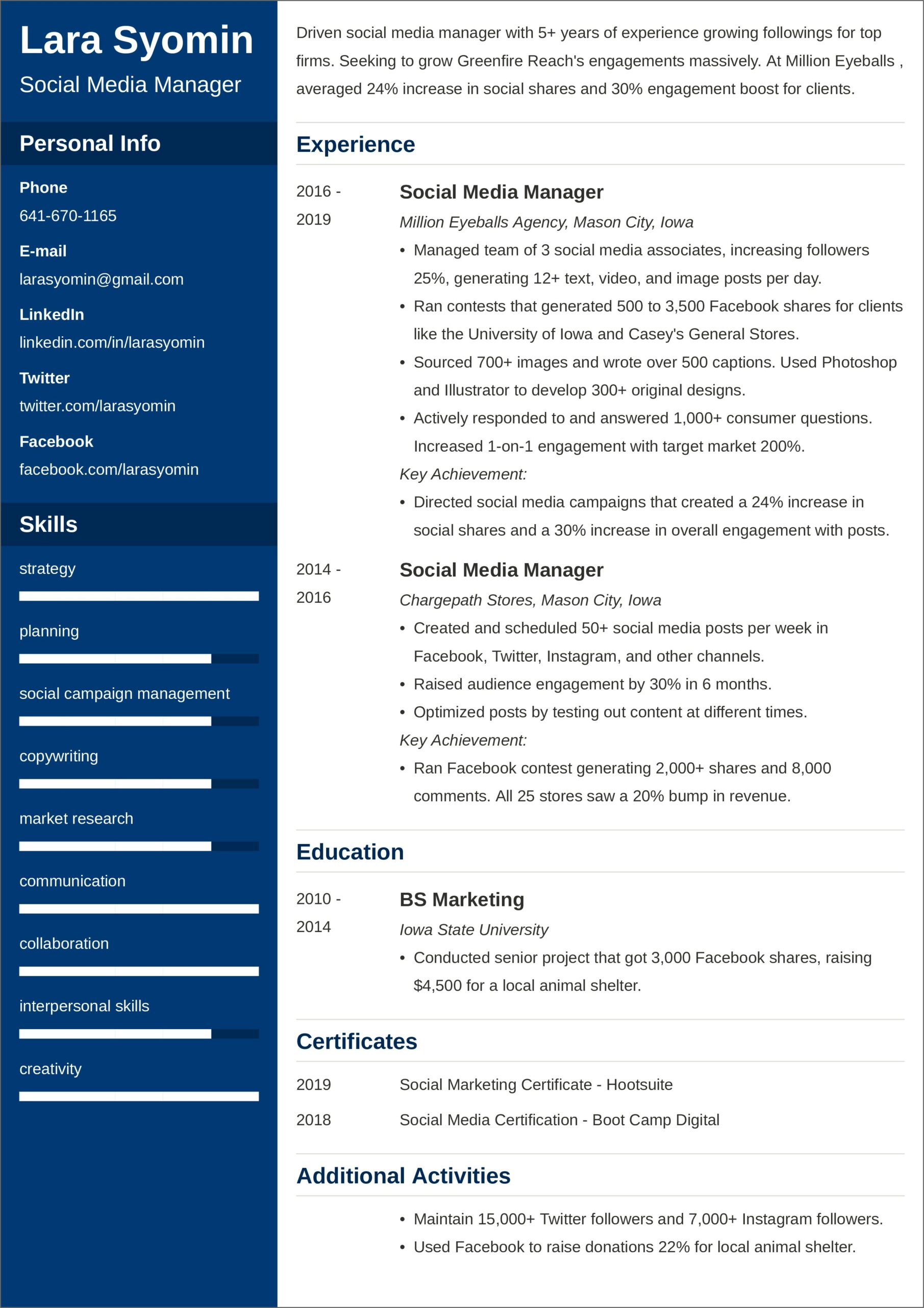 Resume Objective For Media Specialist