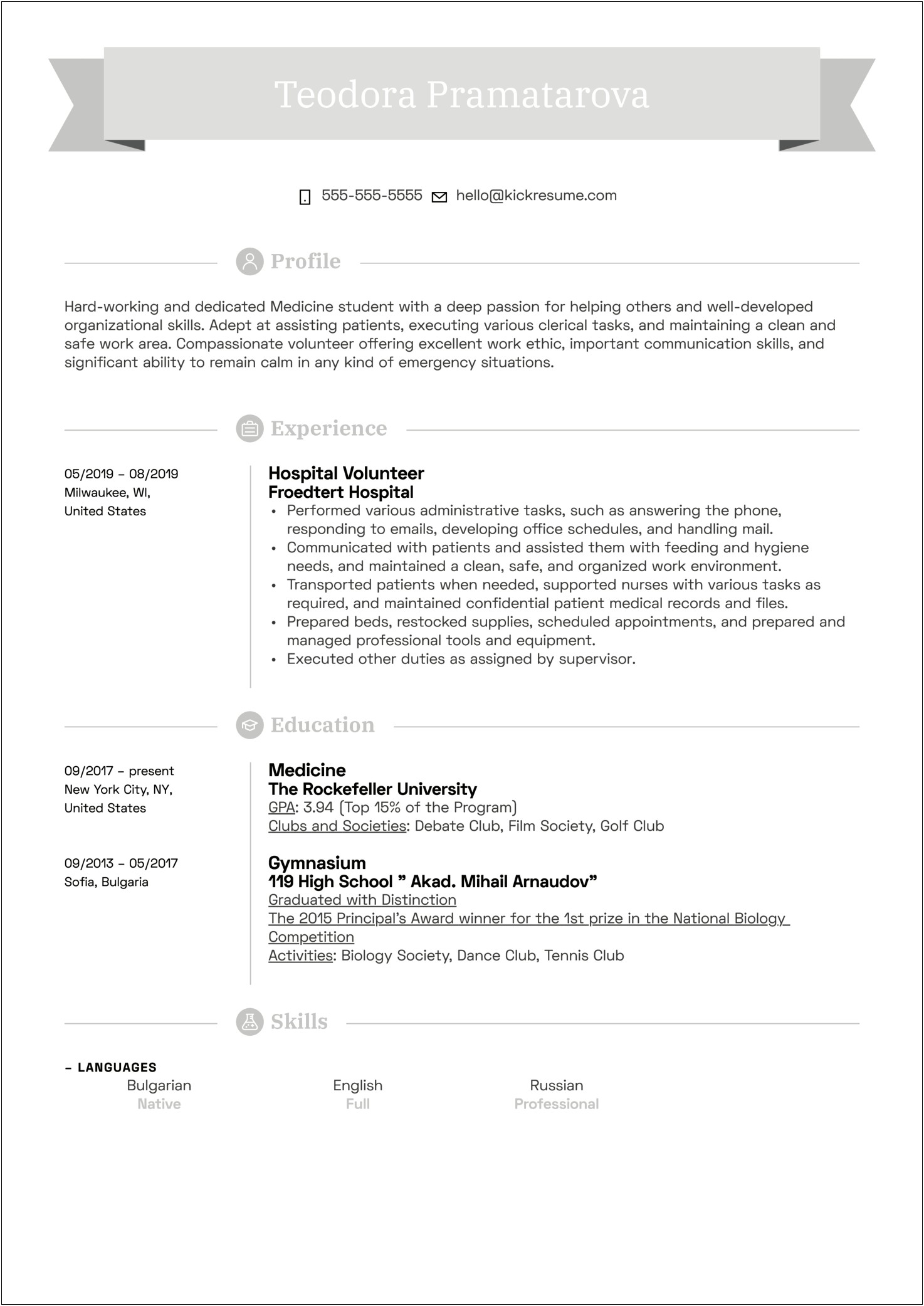 Resume Objective For Medical Student