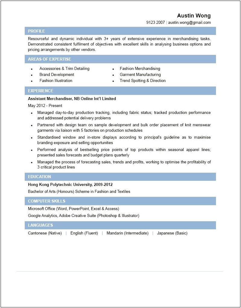Resume Objective For Merchandising Job