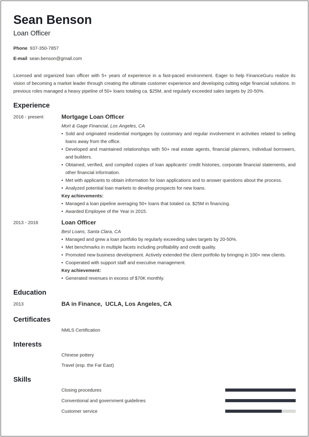 Resume Objective For Mortgage Industry