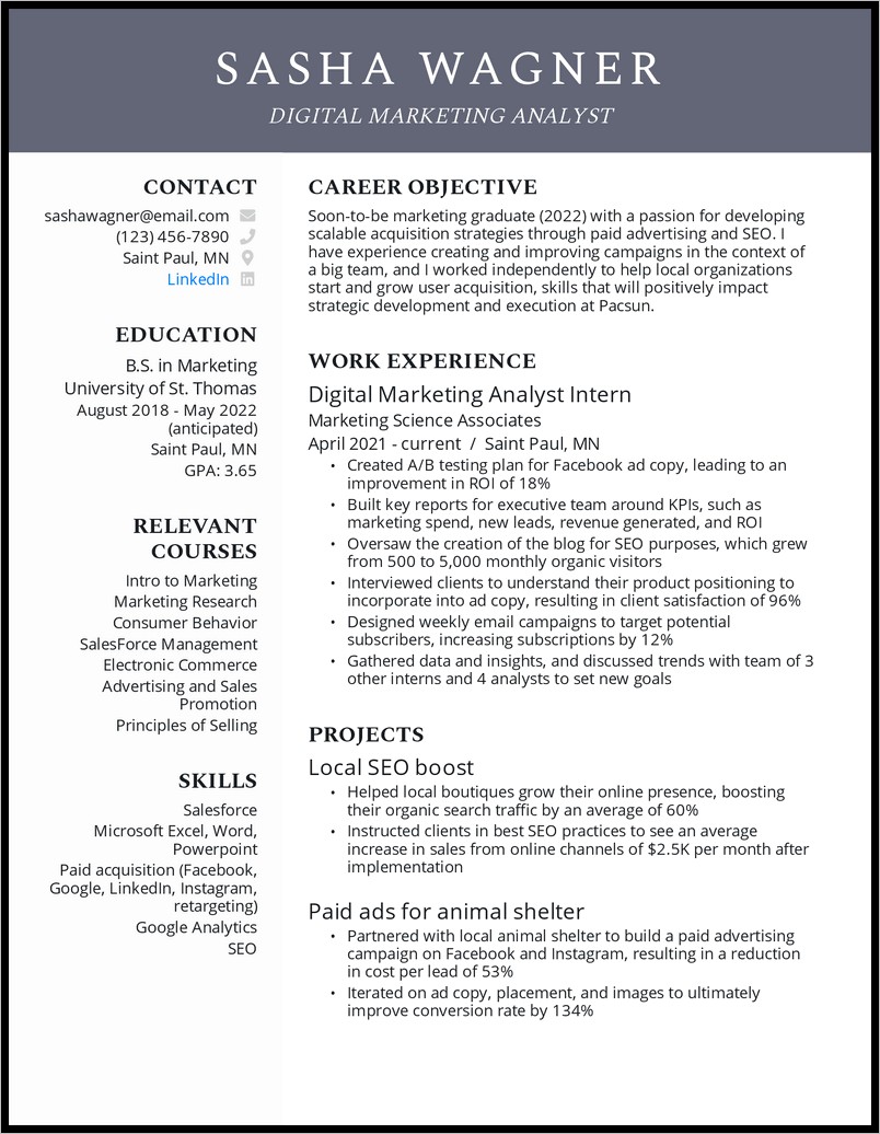 Resume Objective For Newly Graduated
