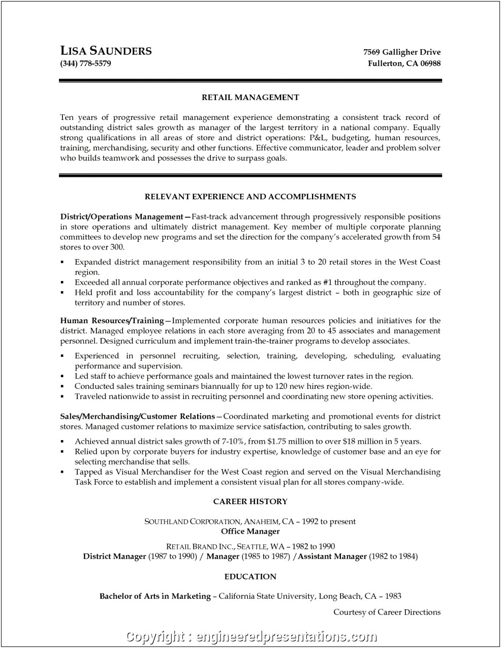 Resume Objective For Operations Managers