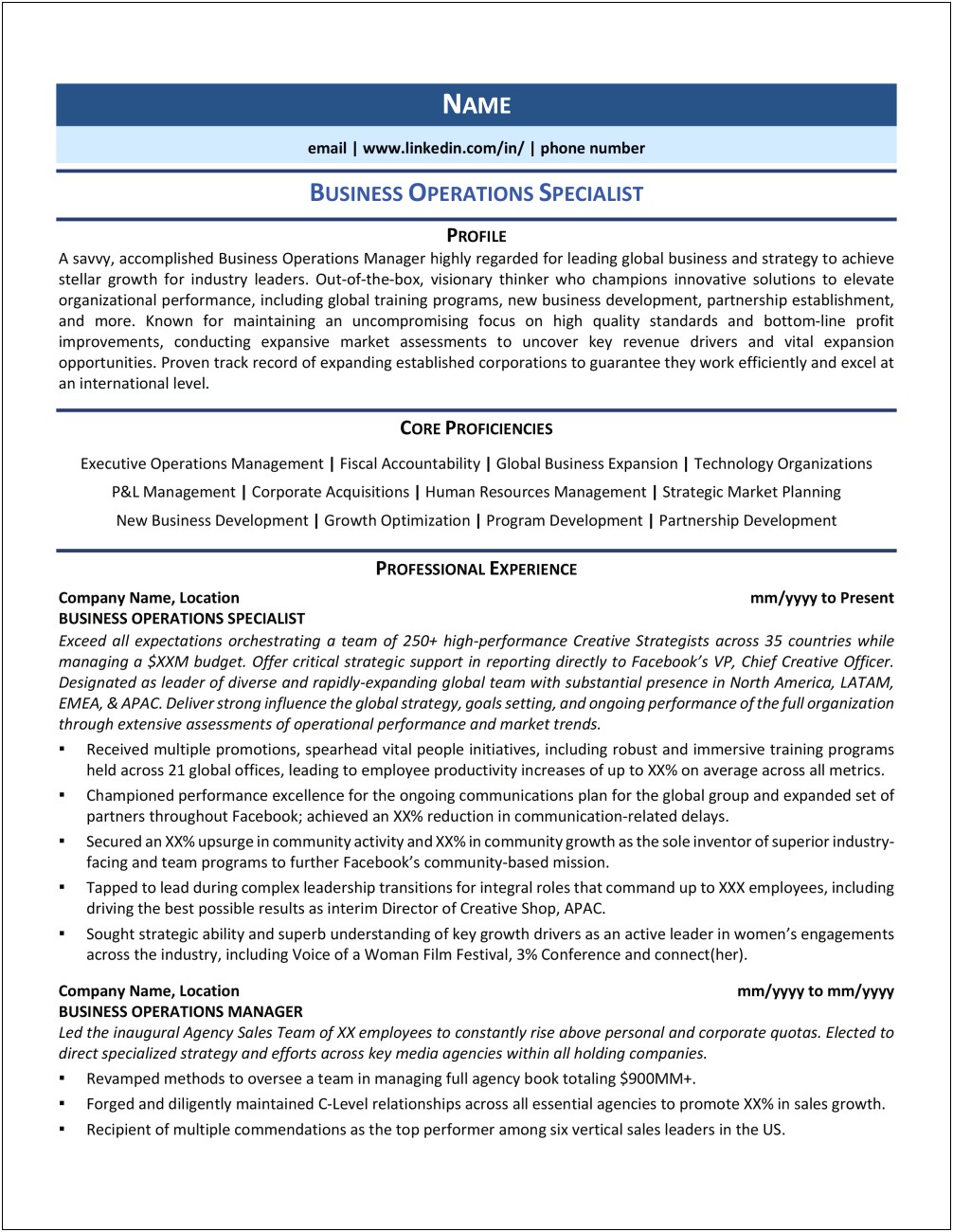 Resume Objective For Operations Specialist