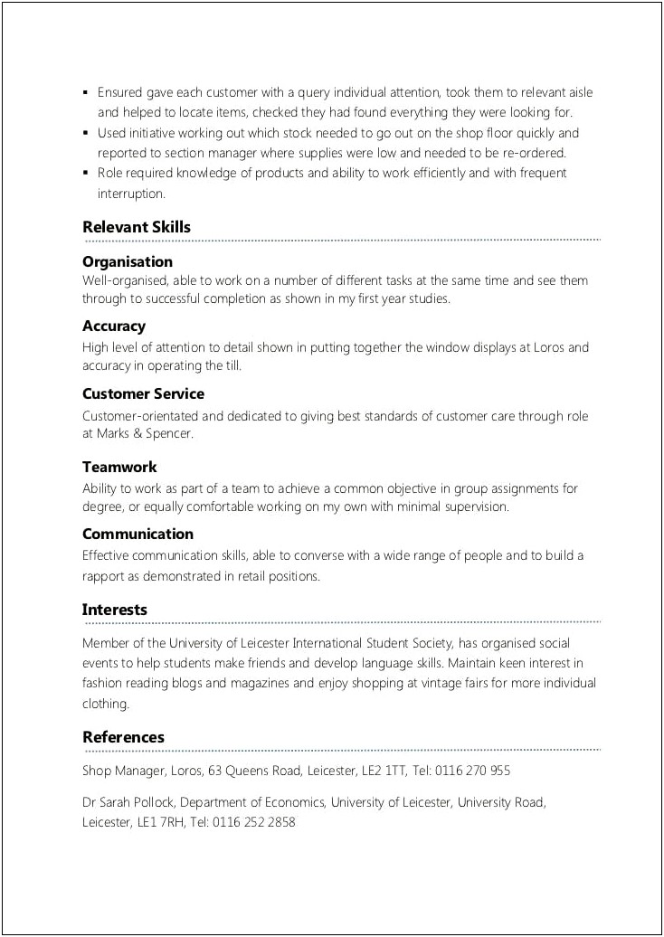 Resume Objective For Part Time Job Exampl