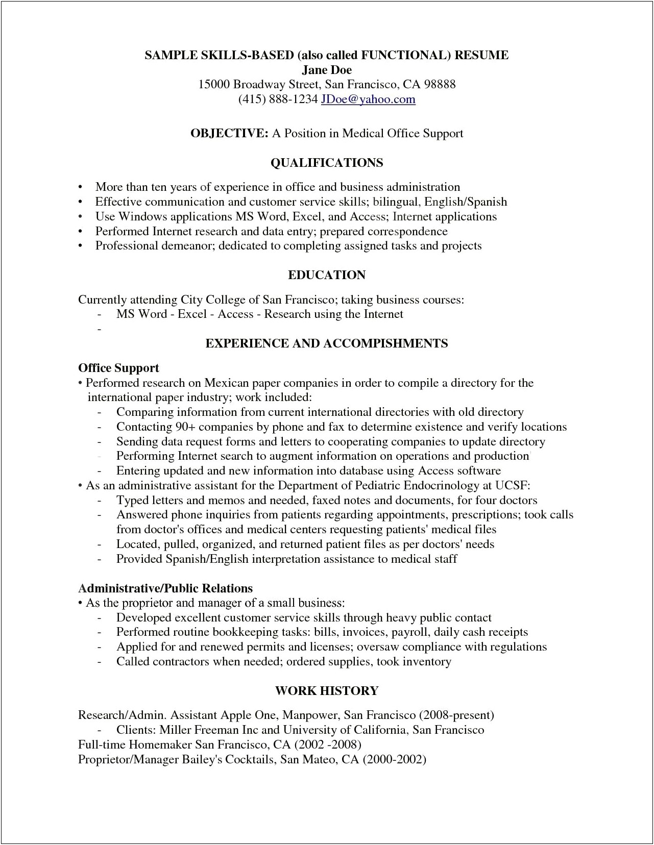 Resume Objective For Part Time Office Job