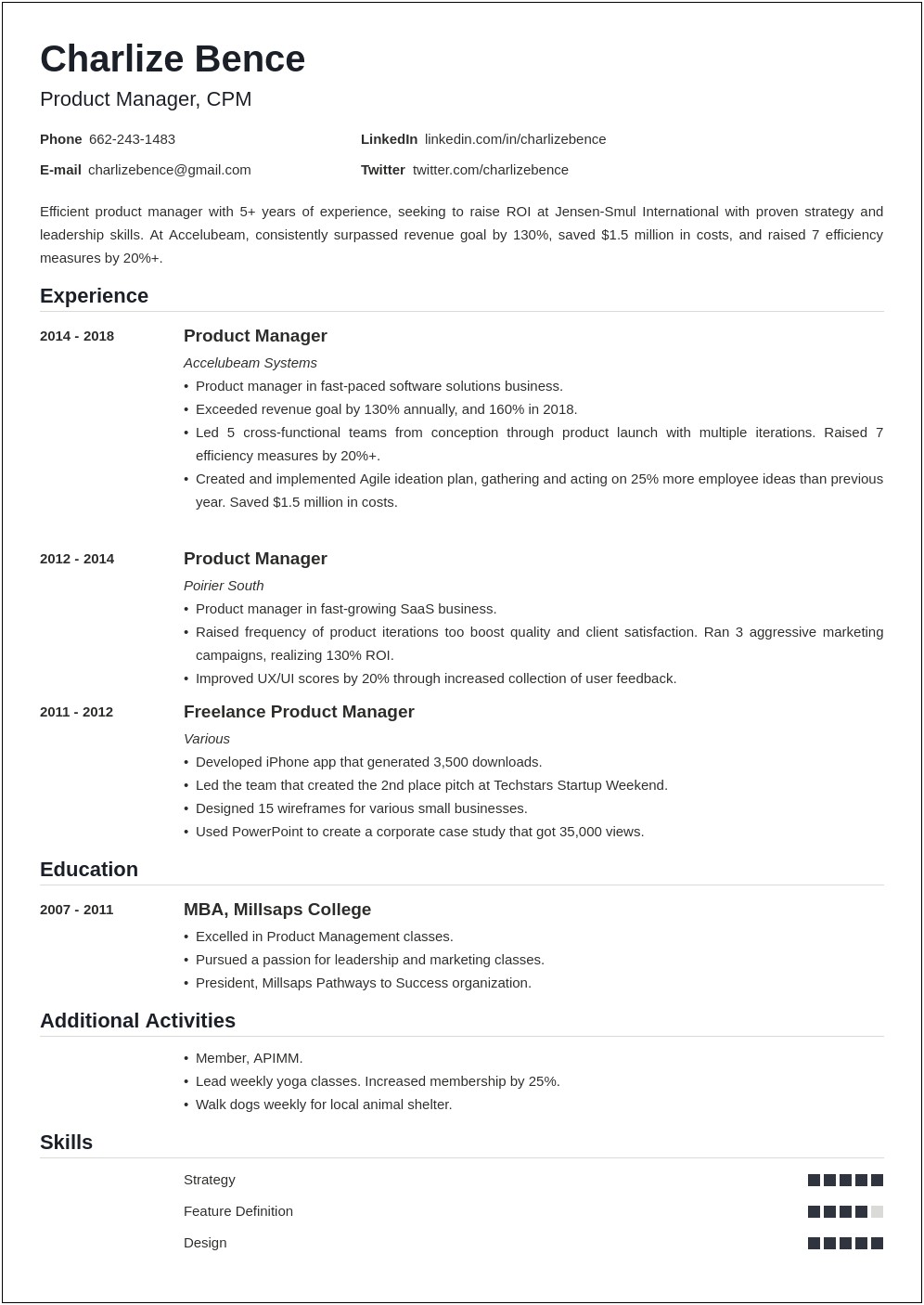 Resume Objective For Product Owner