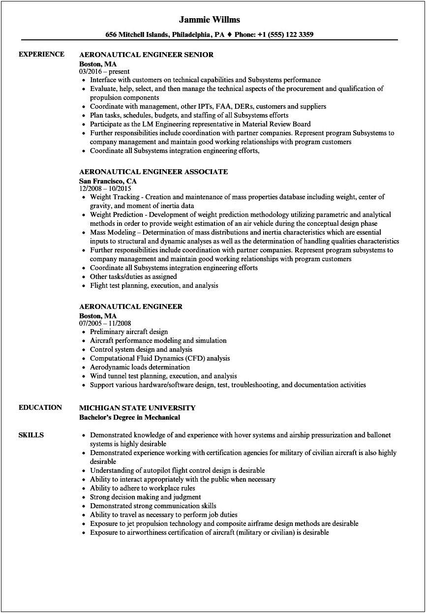 Resume Objective For Recent Aerospace Engineering Graduate