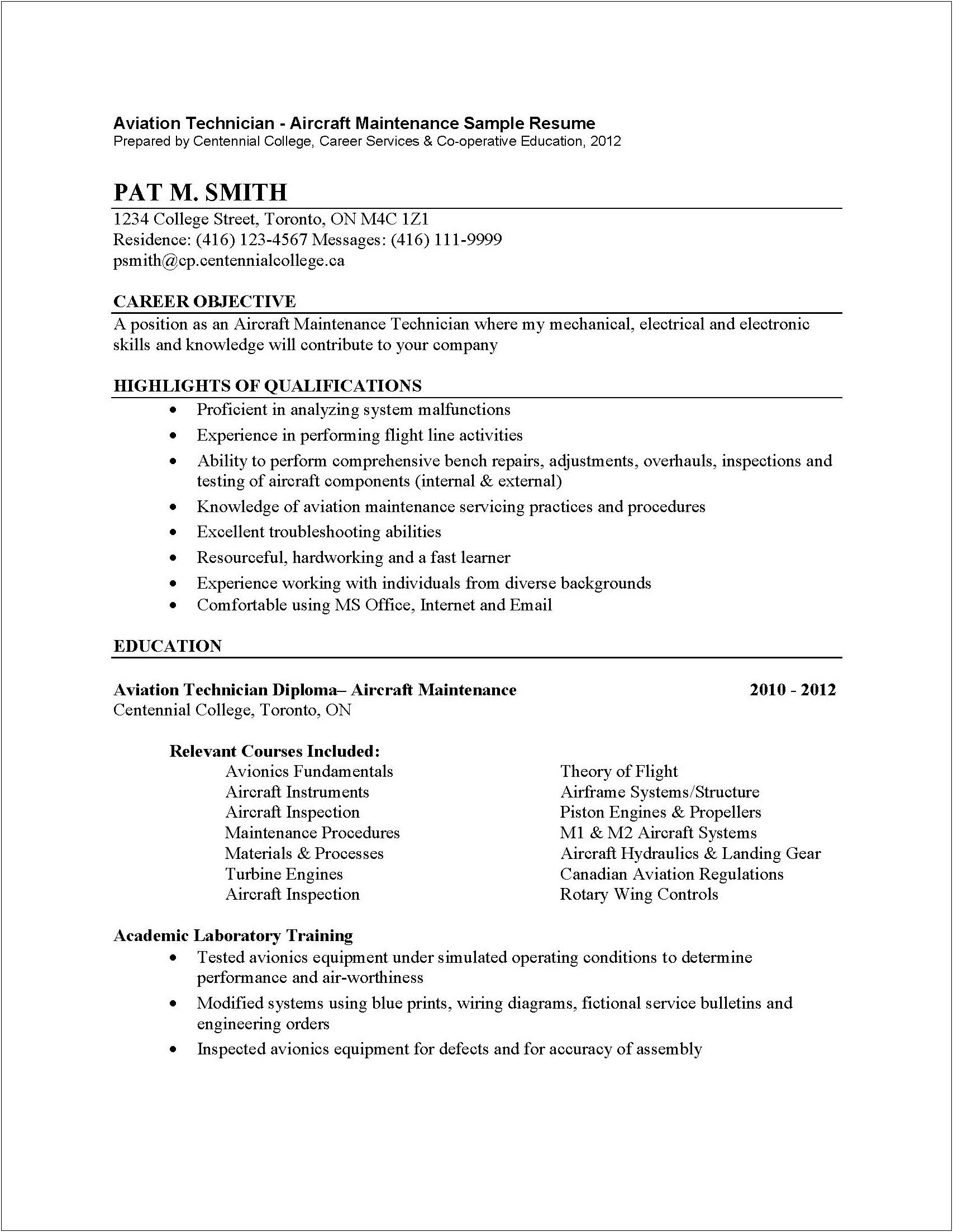Resume Objective For Residence Maintenance