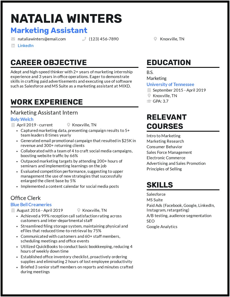 Resume Objective For Sales And Marketing Position