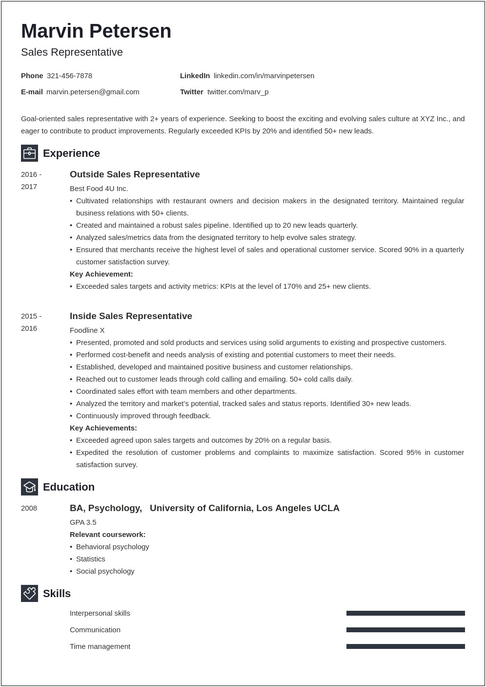 Resume Objective For Sales Professional