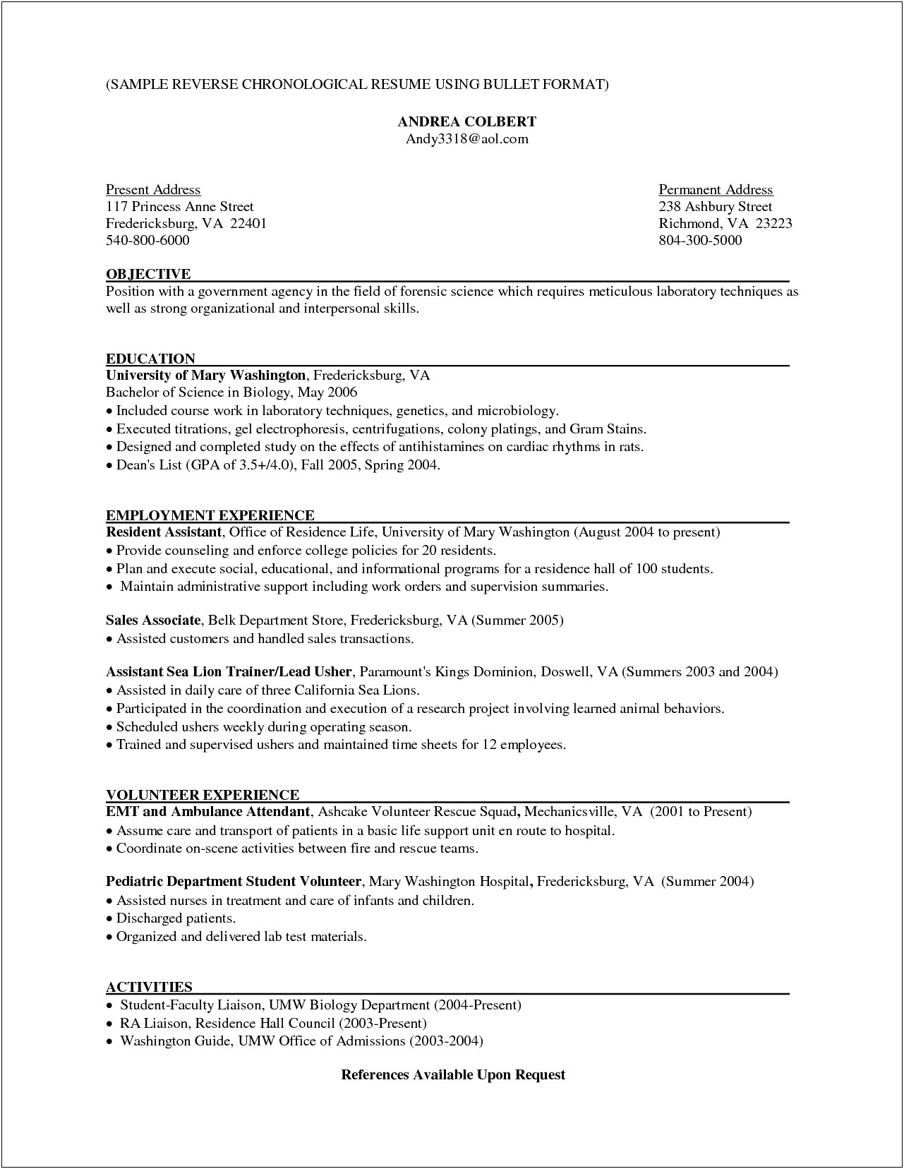 Resume Objective For Sales Role