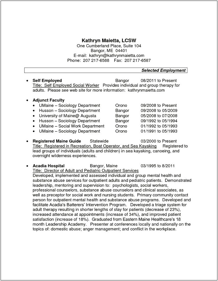 Resume Objective For Self Employed