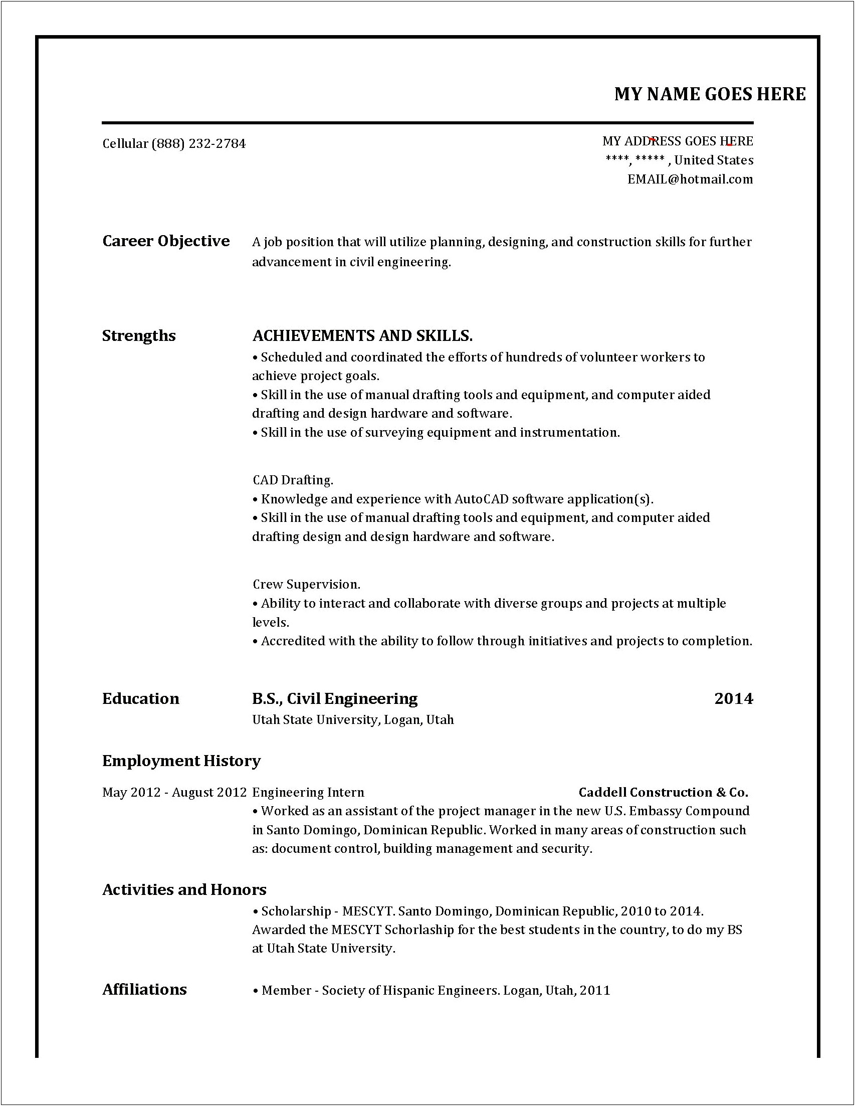 Resume Objective For Skilled Worker