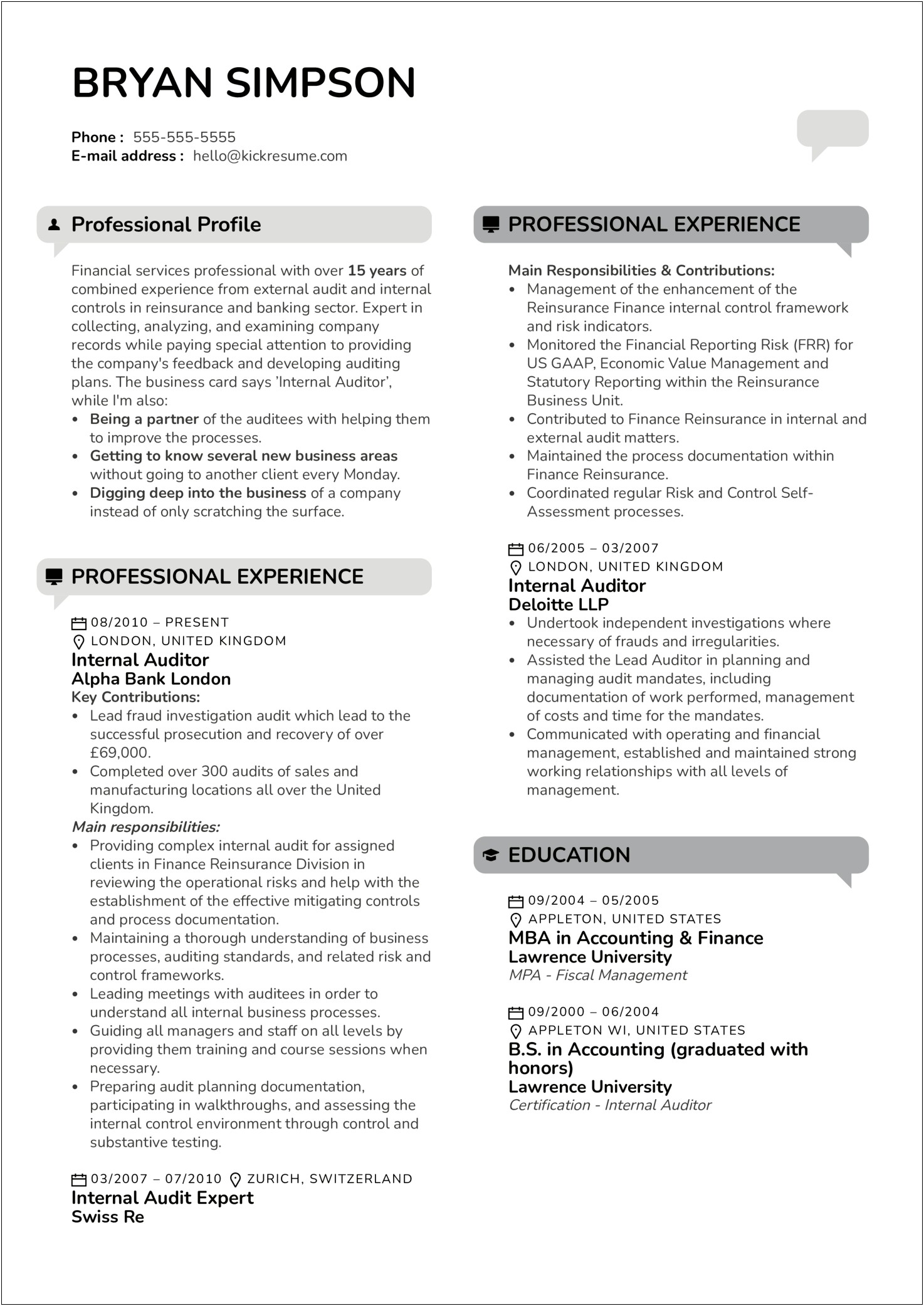 Resume Objective For Staff Audit Position