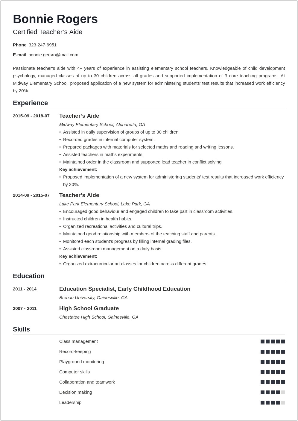 Resume Objective For Student Assistant