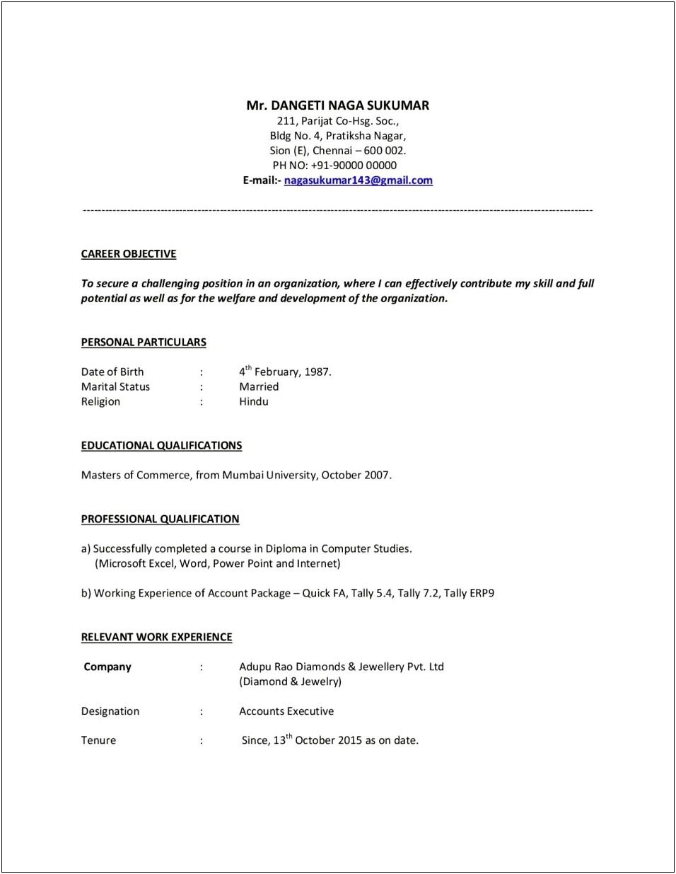 Resume Objective For Trainee Position