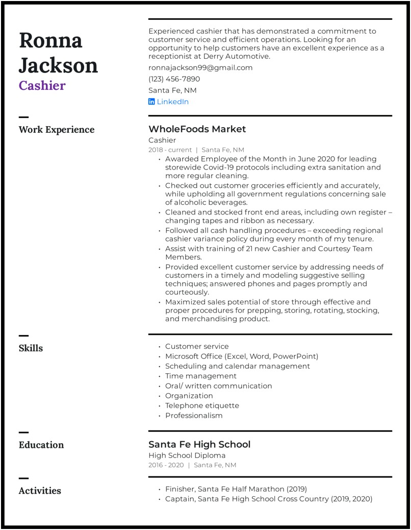 Resume Objective Ideas For Receptionist