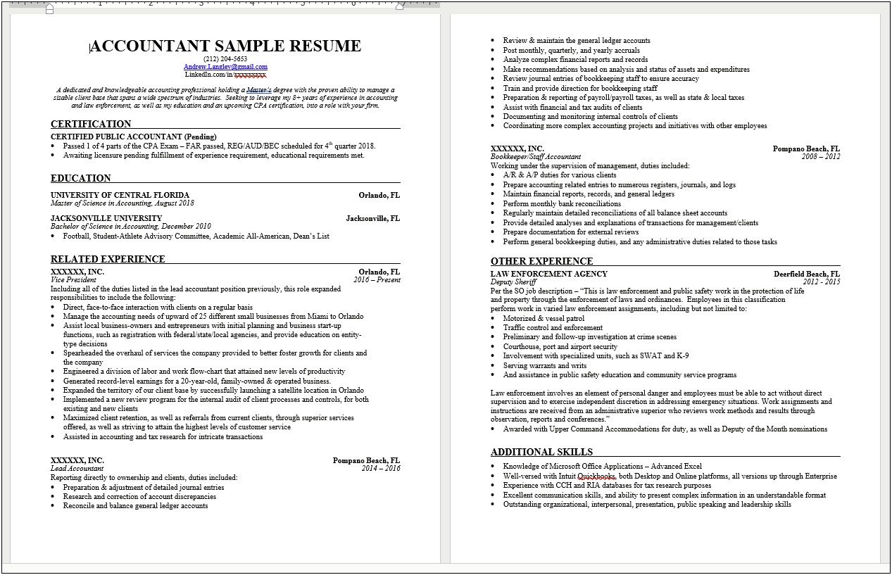 Resume Objective Leaving Public Accounting