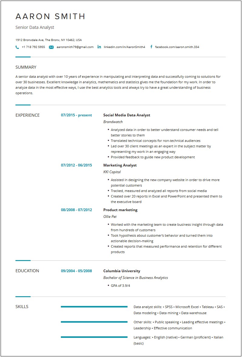 Resume Objective Of Data Analyst 2019