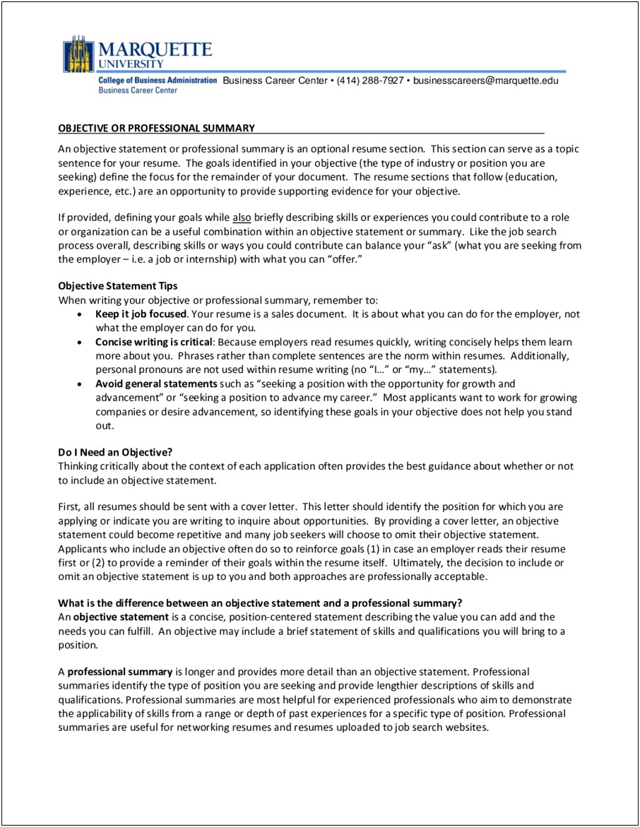 Resume Objective Sample For Experienced It Professionals