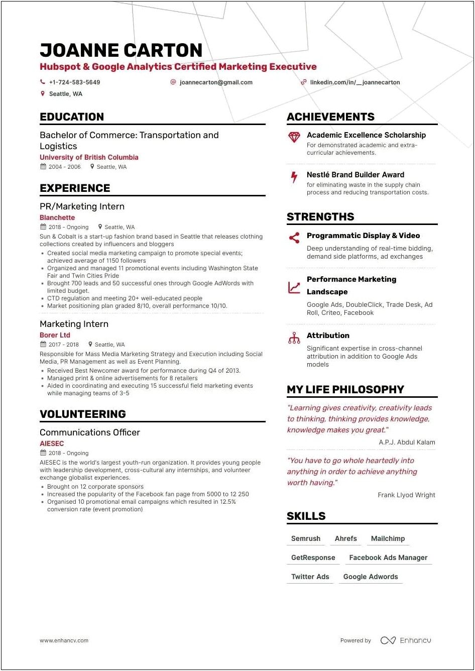 Resume Objective Sample For Mba Internship