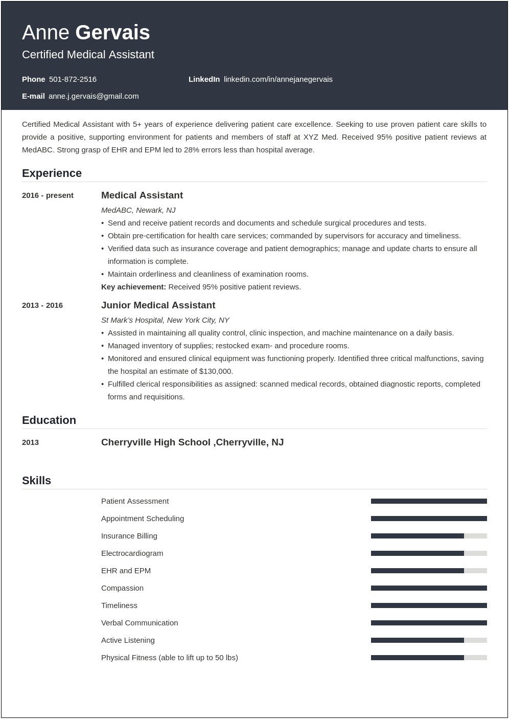 Resume Objective Samples For Medical Field