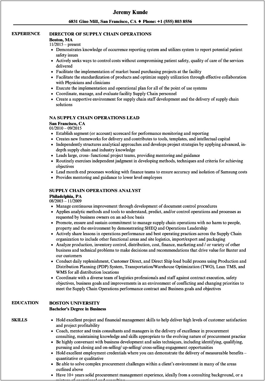 Resume Objective Seeking Supply Chain Assistant Position
