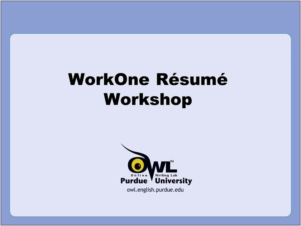 Resume Objective Site Http Owl.english.purdue.edu