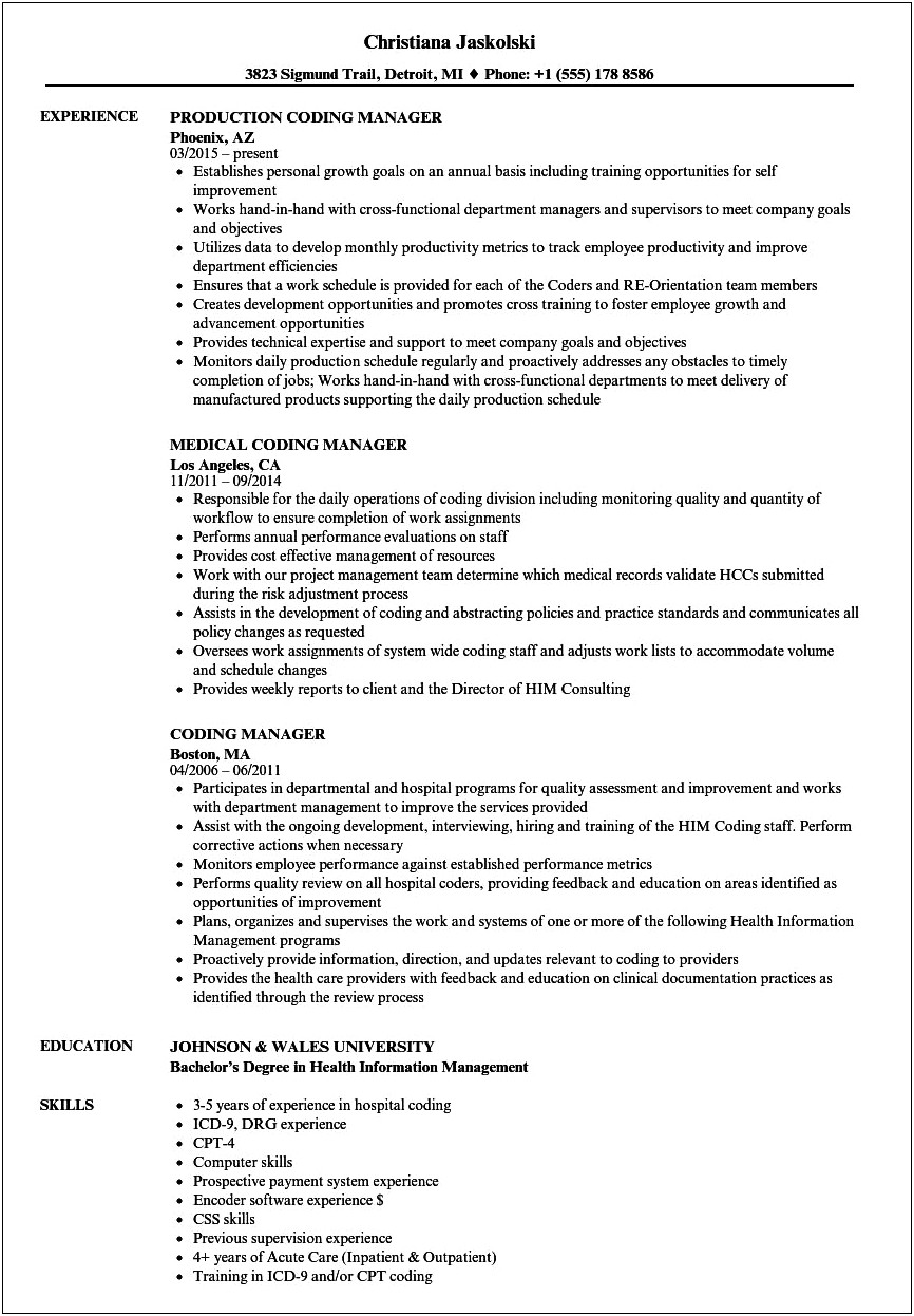 Resume Objective Statement Examples For Health Information Management