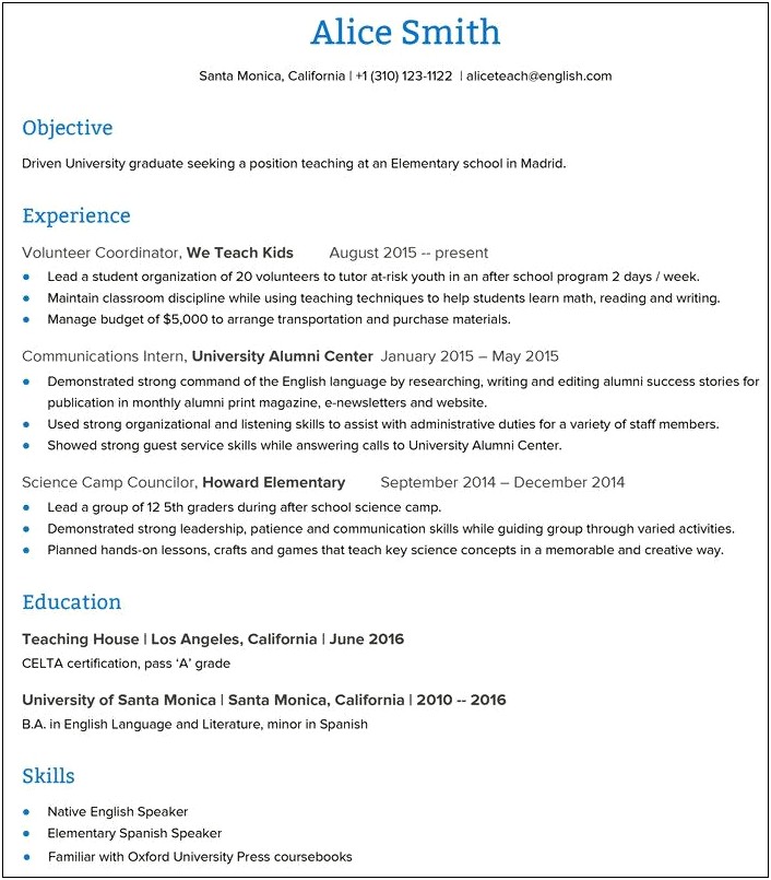 Resume Objective Statement For Education