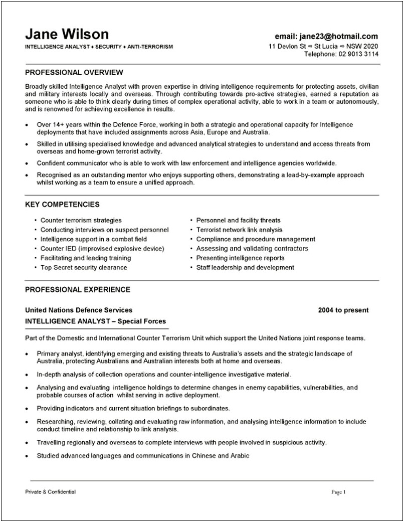 Resume Objective Statement For Military Contractor