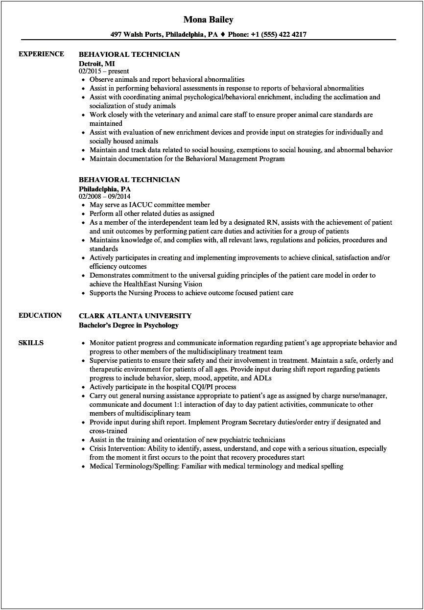 Resume Objective Statements For Aba