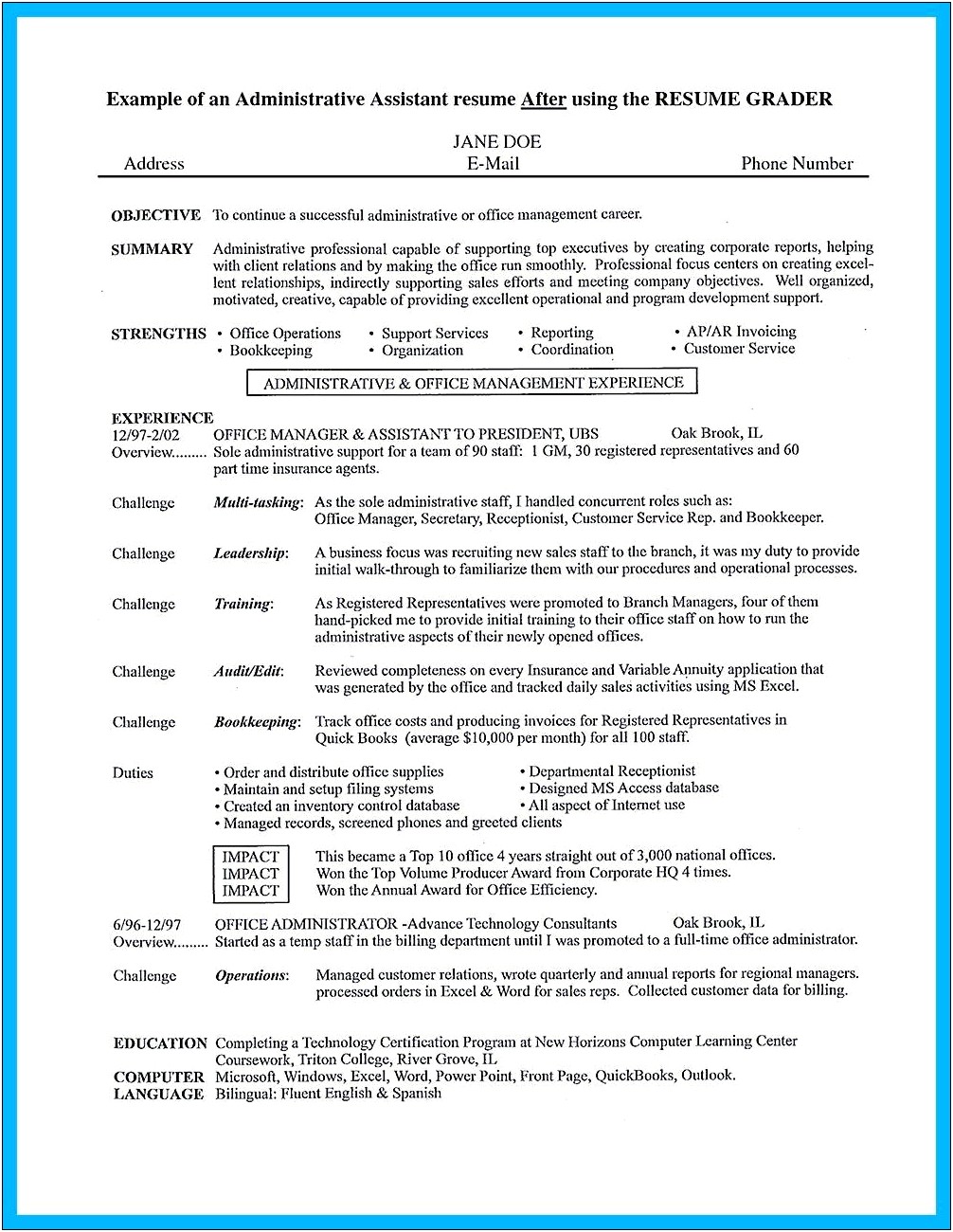 Resume Objective Statements For Administrative Professional