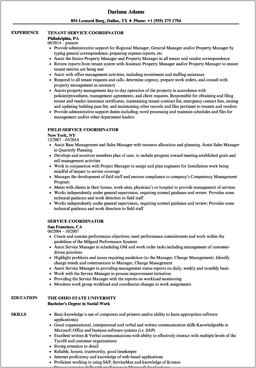 Resume Objective Student Services Coordinator