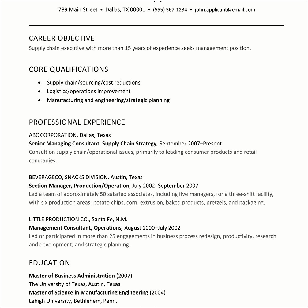 Resume Objectives Examples For Logistics