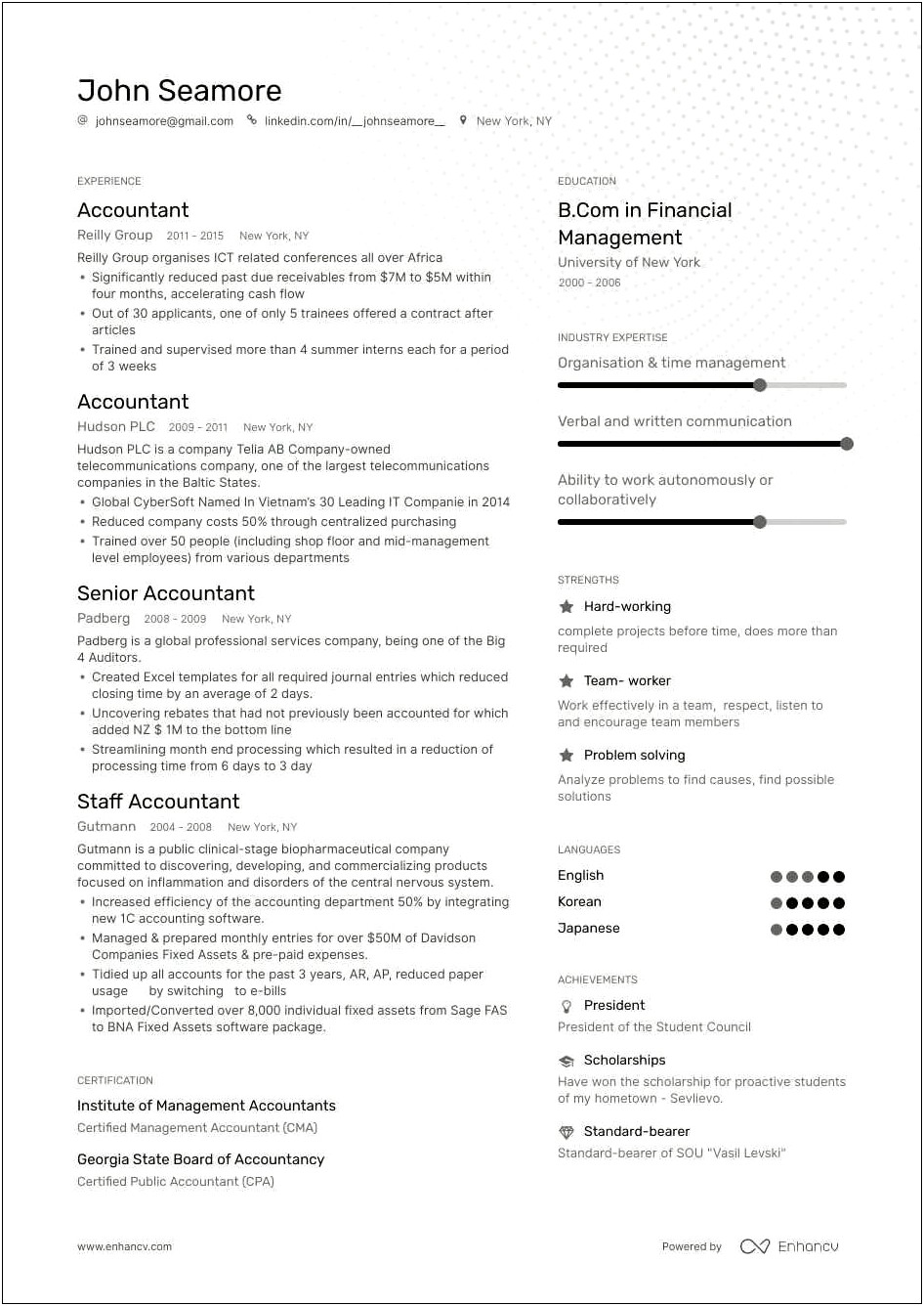 Resume Objectives For Accounting Positions