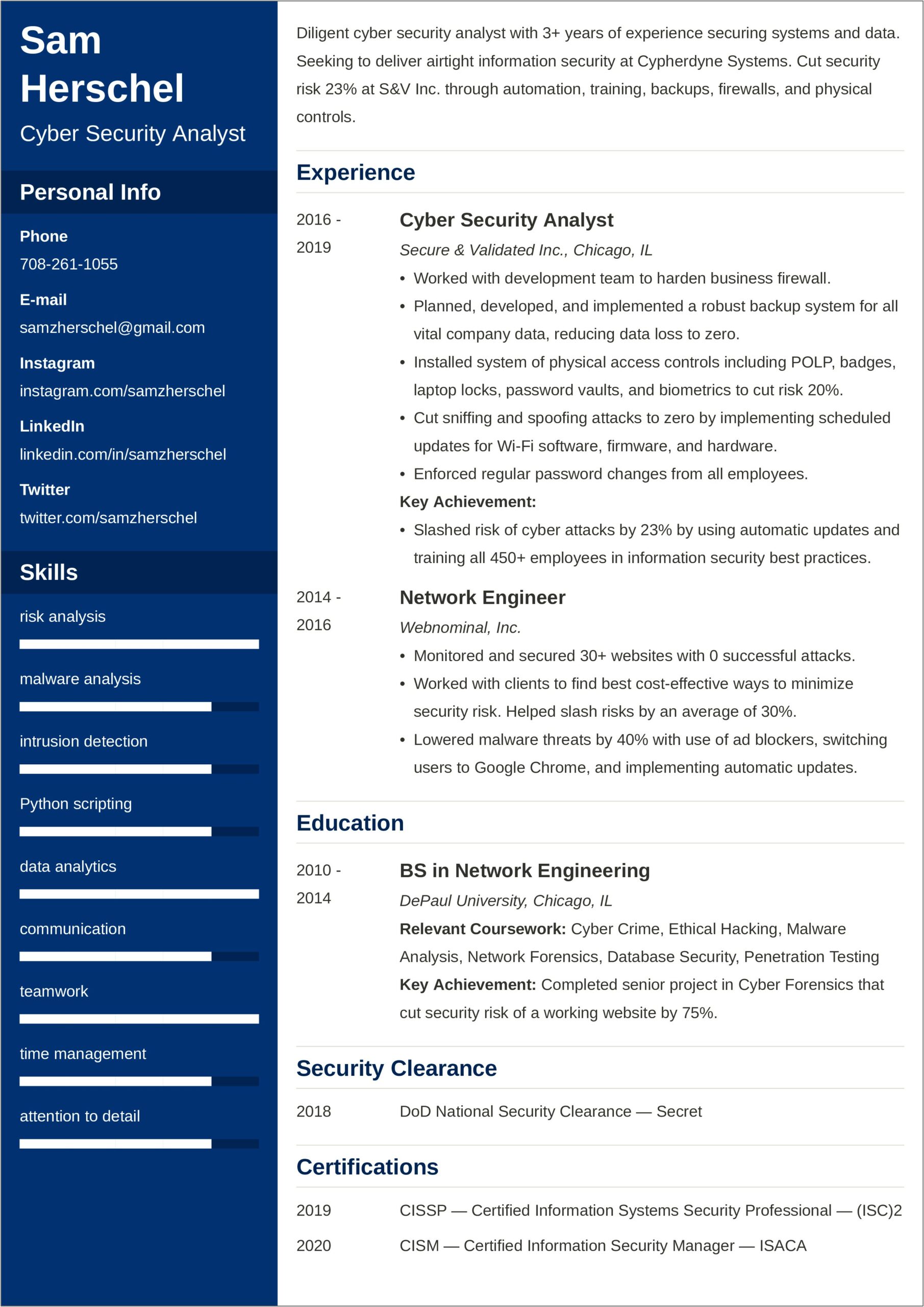 Resume Objectives For An Security And Automation Manger