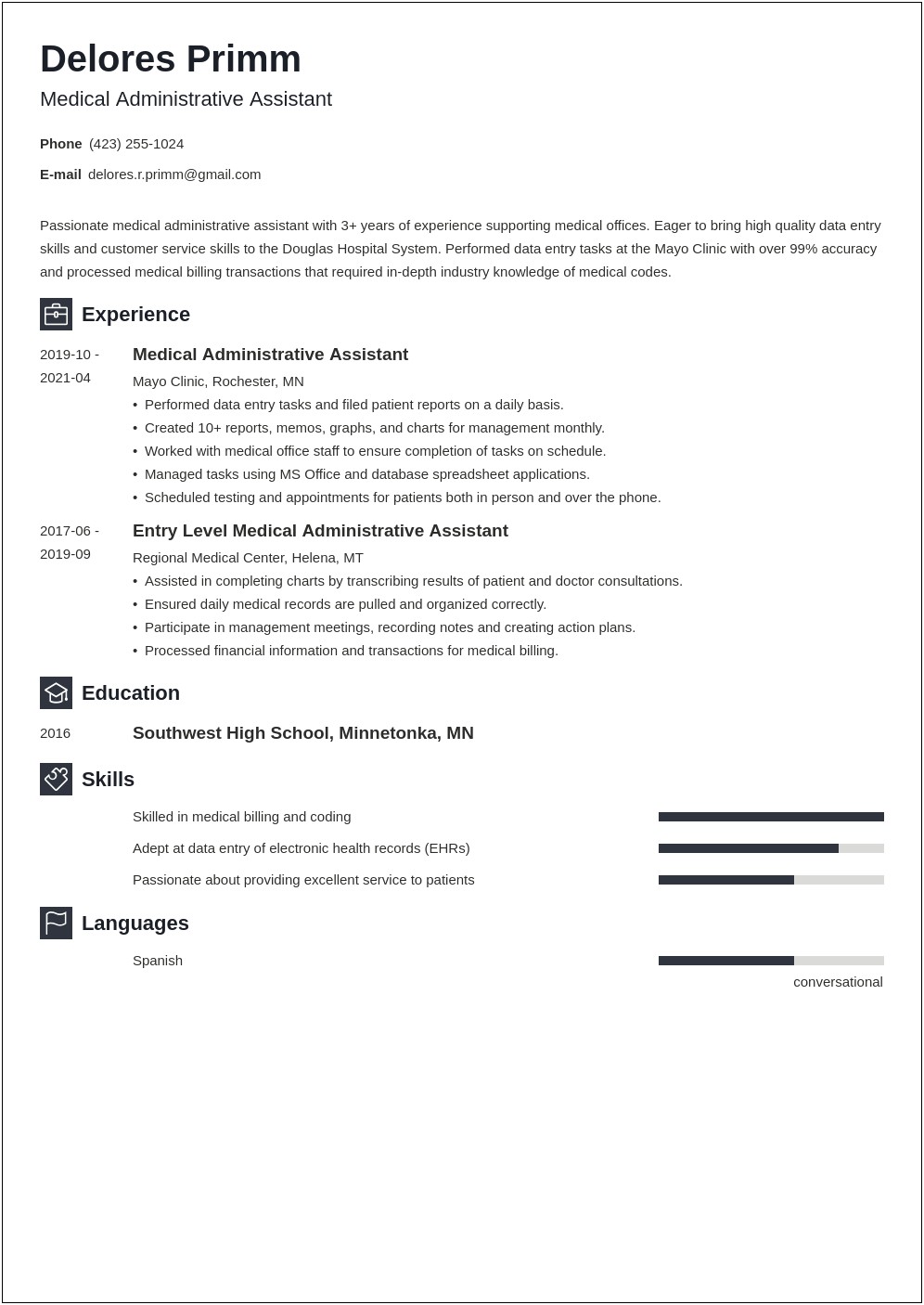 Resume Objectives For Medical Administrative Assistant
