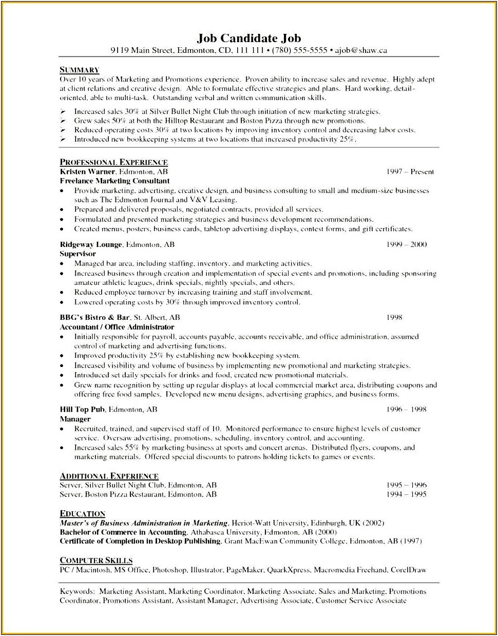 Resume Objectives For Metal Fabrication
