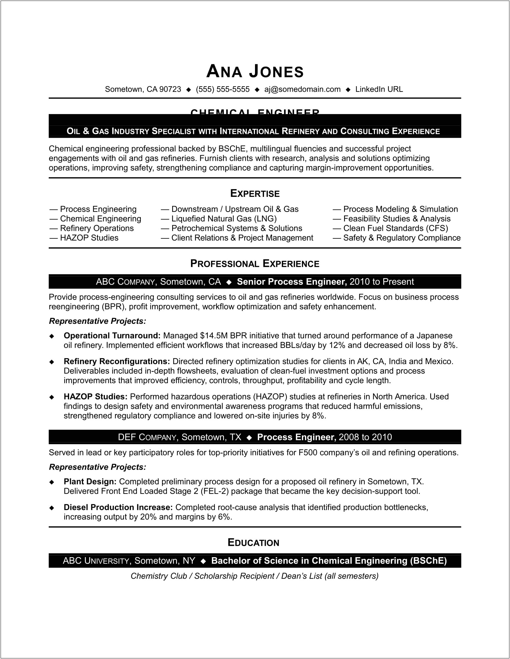 Resume Objectives For Oil And Gas Companies