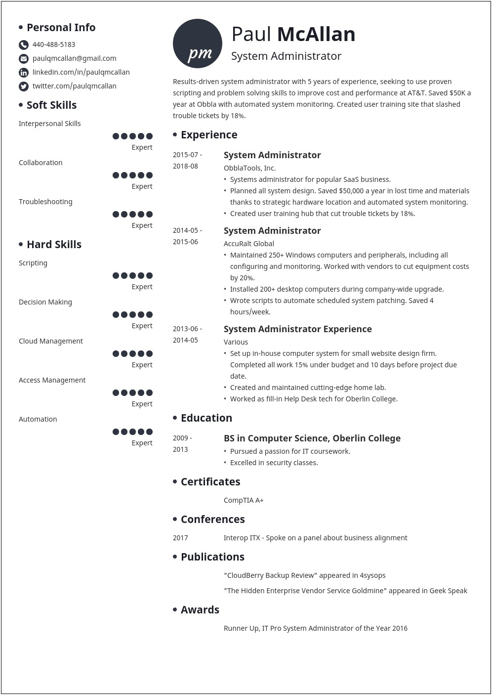 Resume Objectives For System Administration Jobs