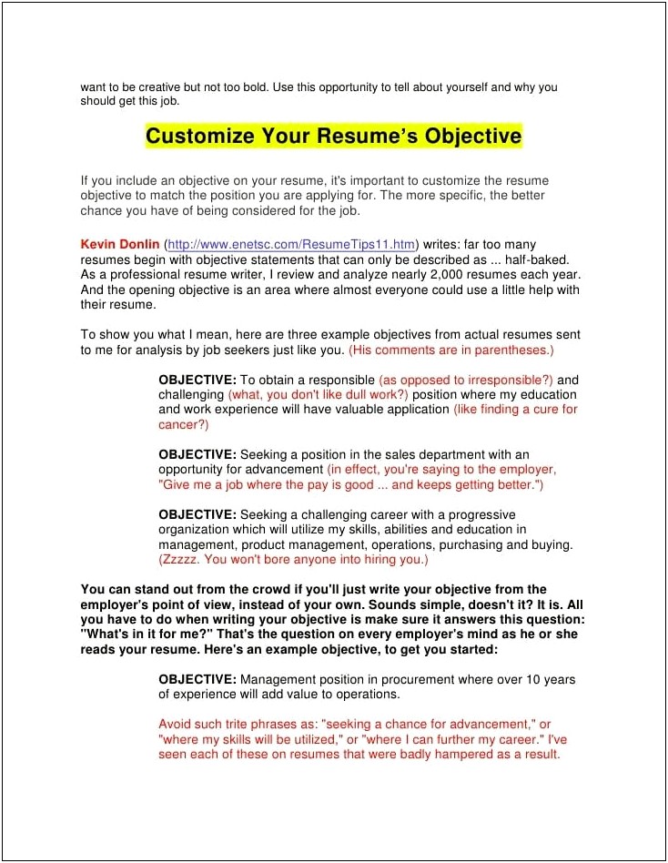 Resume Objectives That Get You Hired