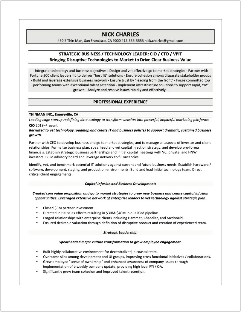 Resume Of Enterprise Sales Manager