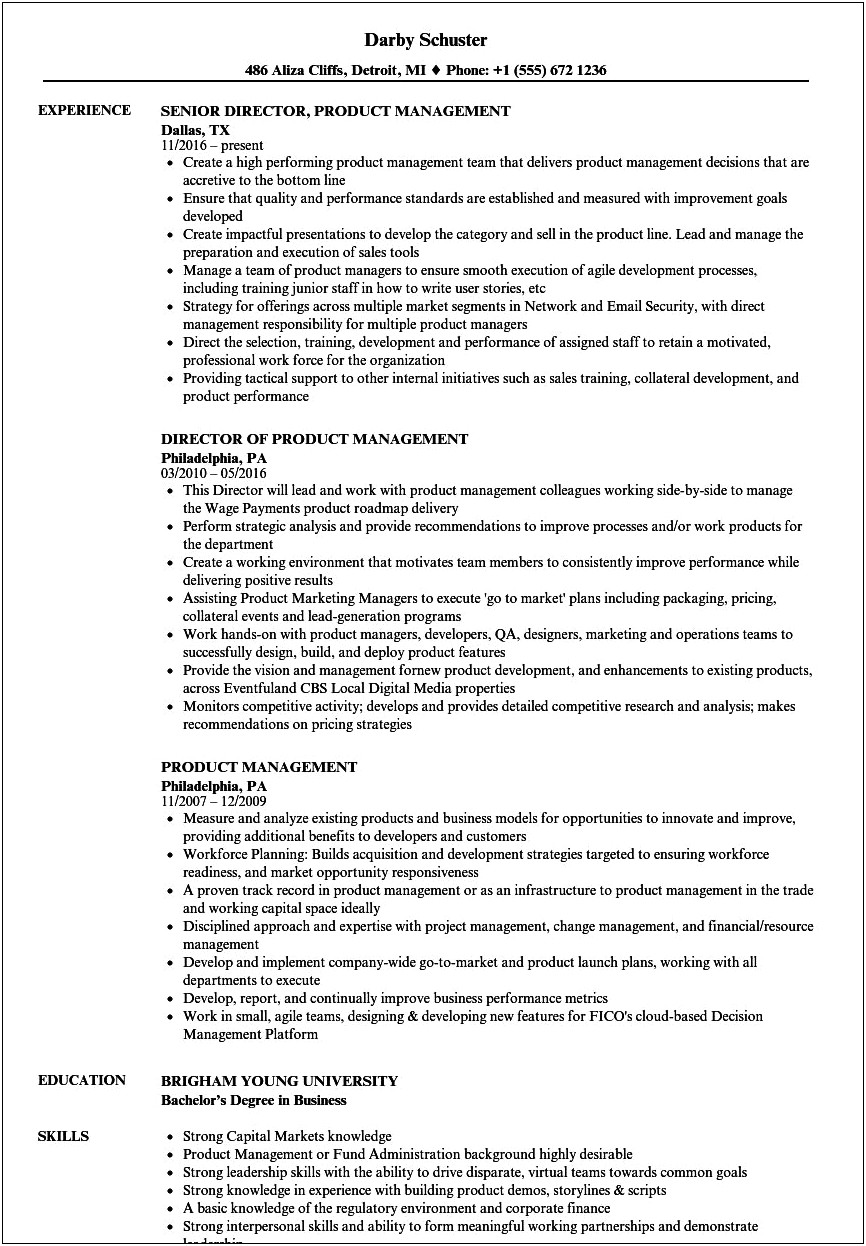 Resume Of Google Product Managers