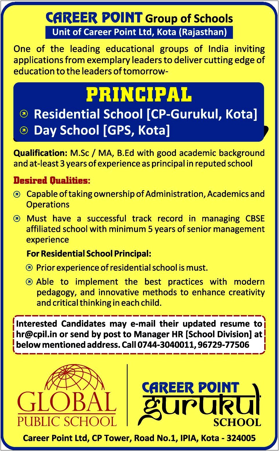 Resume Of School Principal In India