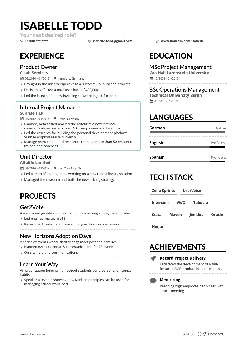 Resume Outline Example With Picture