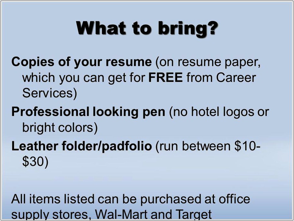 Resume Paper For Job Fair