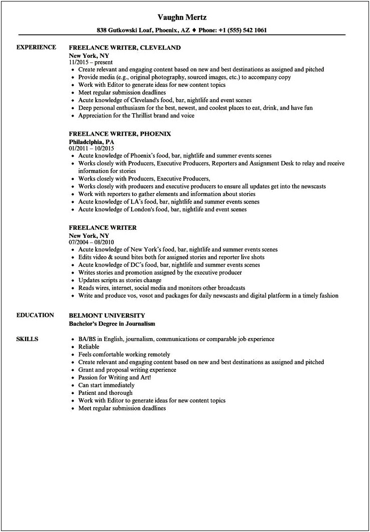 Resume Passionate Work Experience Examples