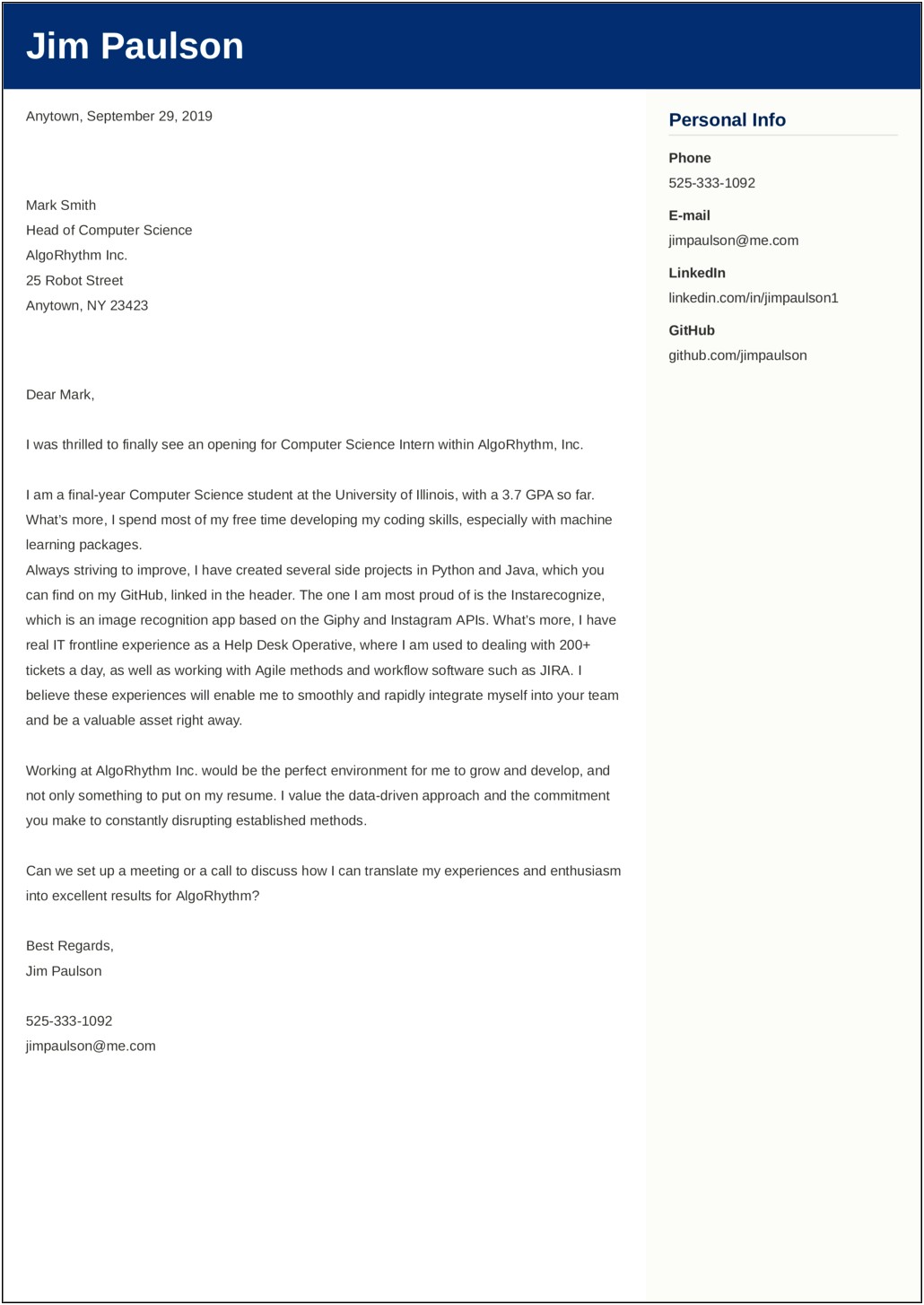 Resume Pc Cover Letter Examples